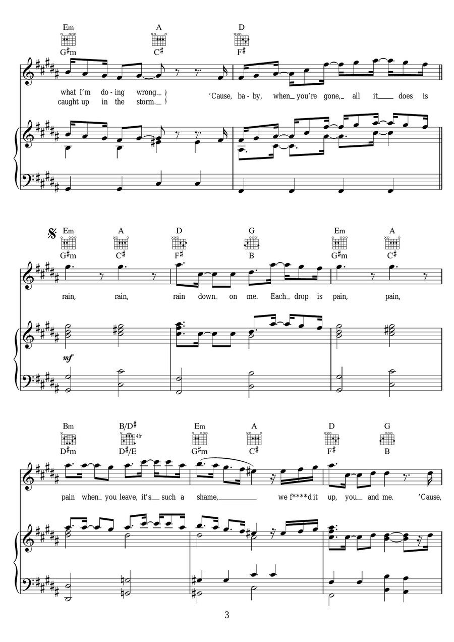 Rain Rain Piano, Vocal scores gallery preview page 3