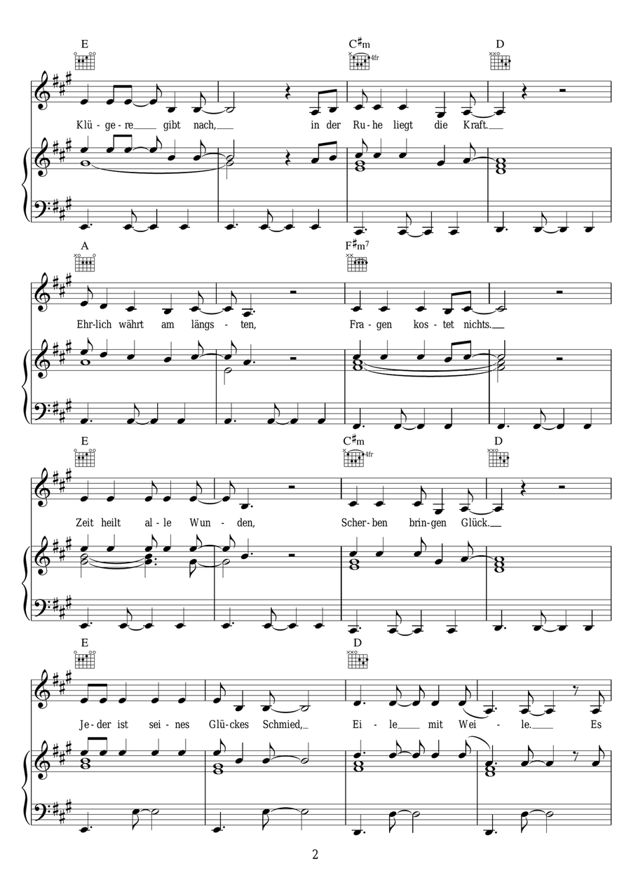 Die Weisheiten Des Lebens Piano, Vocal scores gallery preview page 2