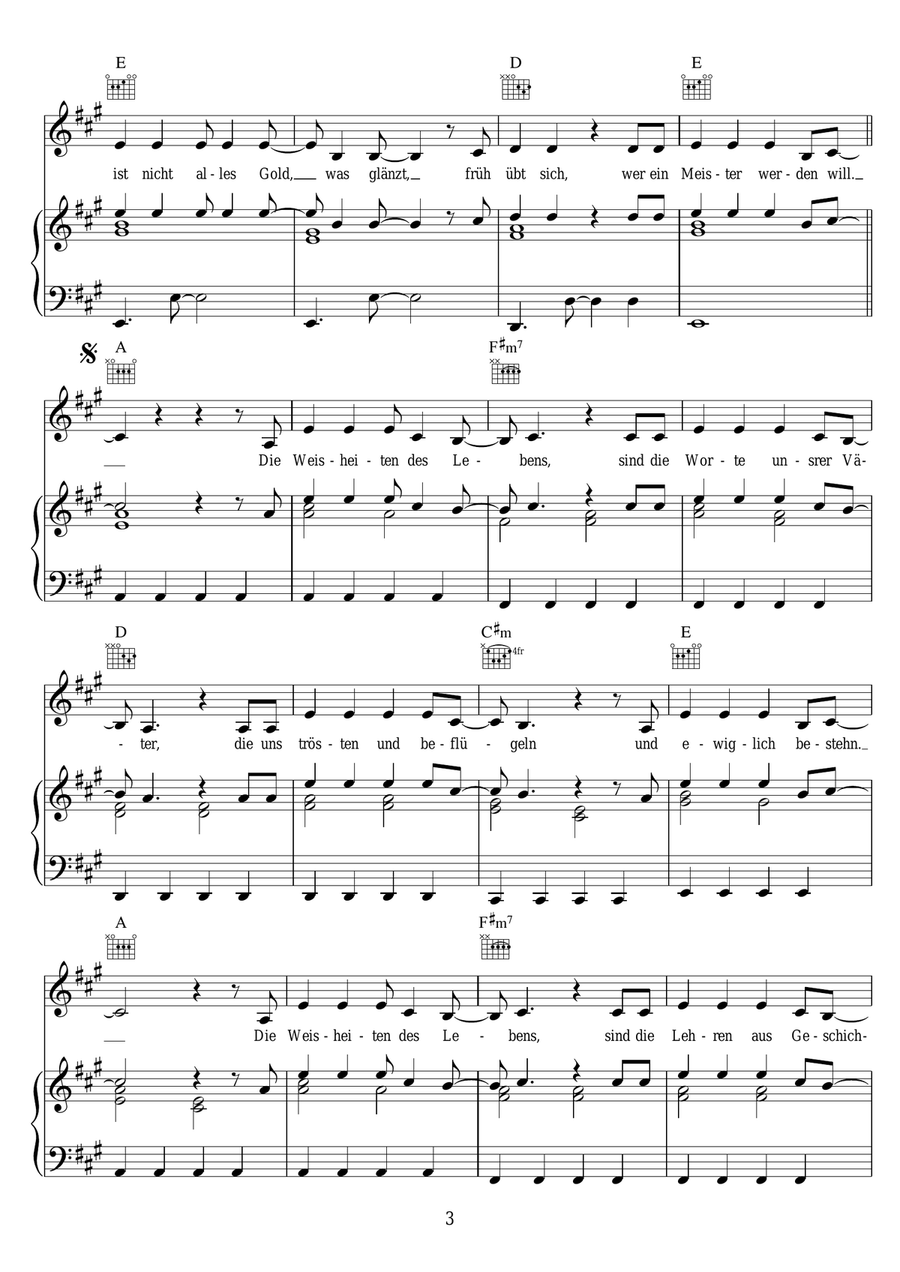 Die Weisheiten Des Lebens Piano, Vocal scores gallery preview page 3