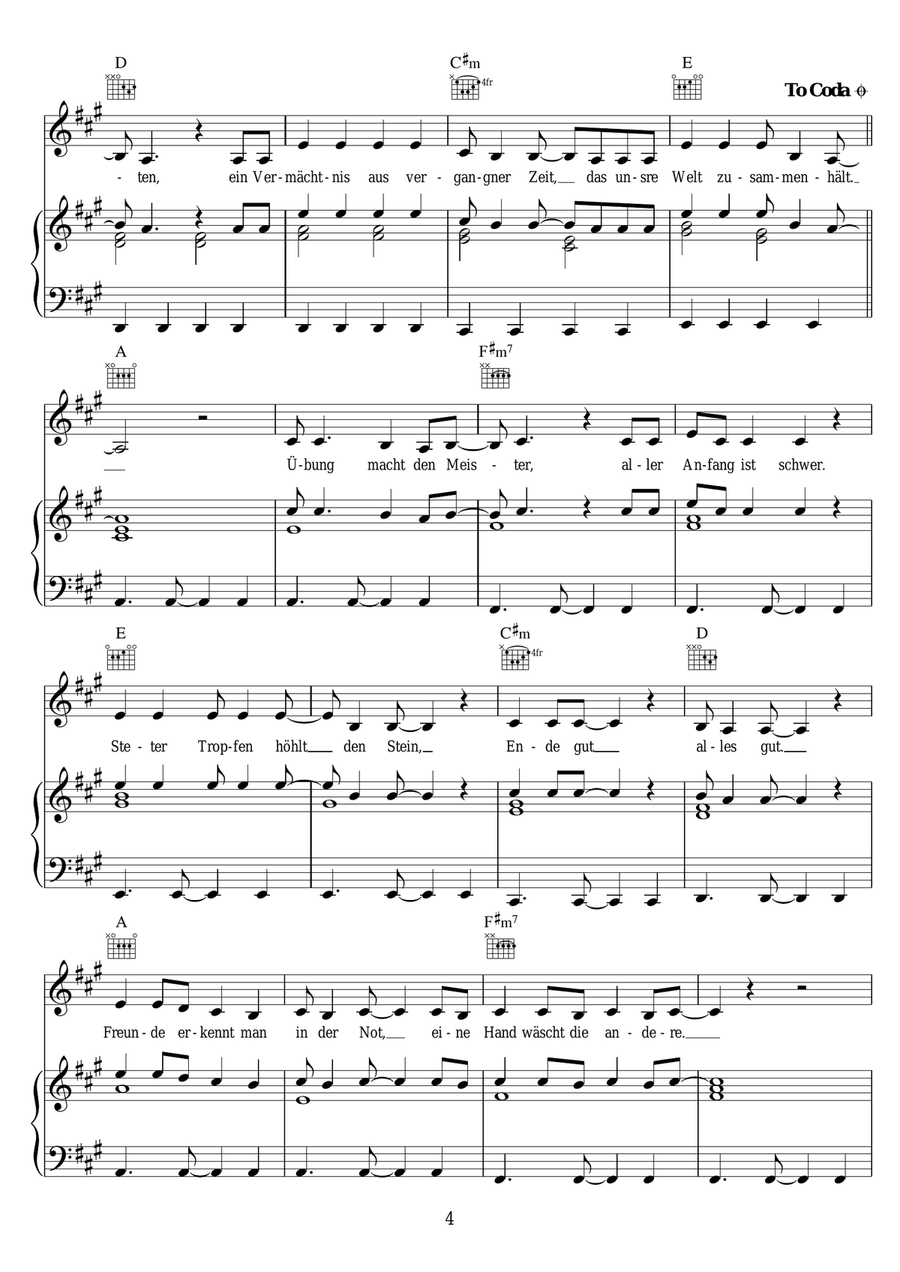 Die Weisheiten Des Lebens Piano, Vocal scores gallery preview page 4