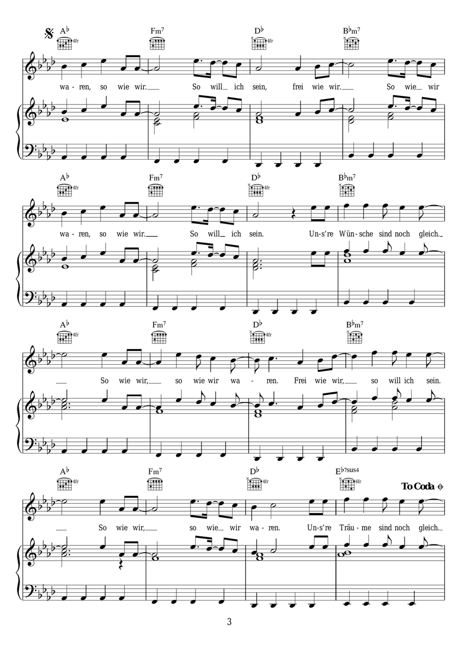 Wie Wir Waren Wie Wir Waren Piano, Vocal scores gallery preview page 3