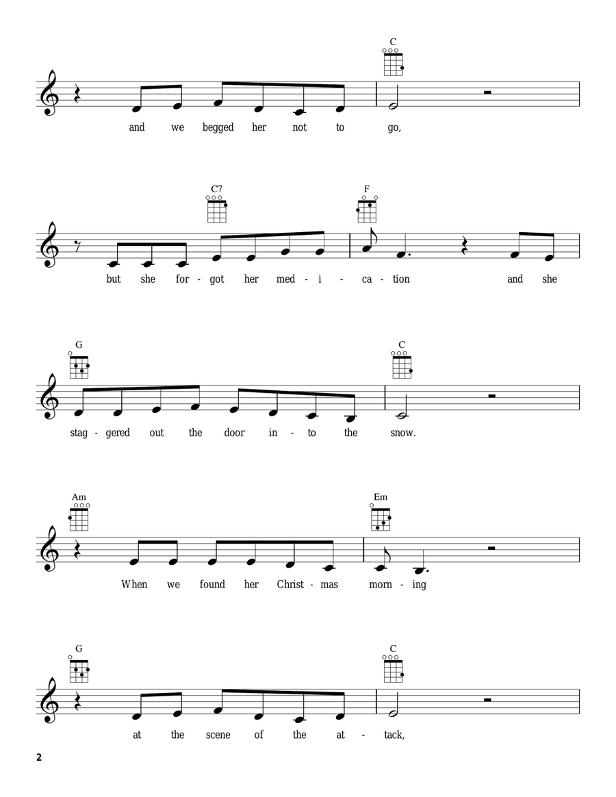 Grandma Got Run Over By A Reindeer Ukulele scores gallery preview page 2