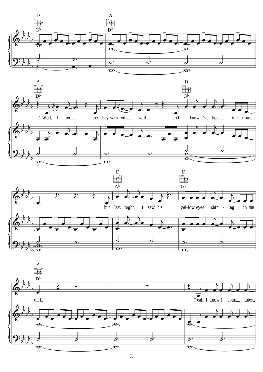 The Boy Who Cried Wolf The Boy Who Cried Wolf Piano, Vocal scores gallery preview page 3