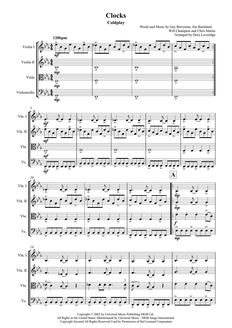 Clocks String Quartet scores gallery preview page 2
