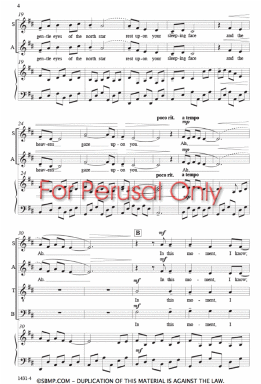 Lunar Lullaby - SATB Octavo 4-Part scores gallery preview page 3