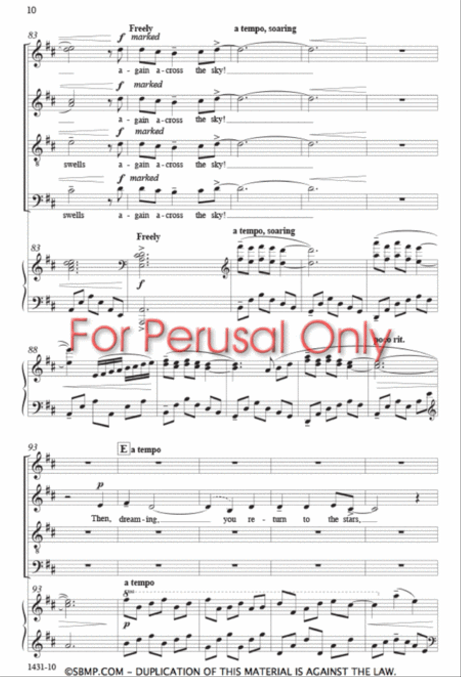 Lunar Lullaby - SATB Octavo 4-Part scores gallery preview page 9