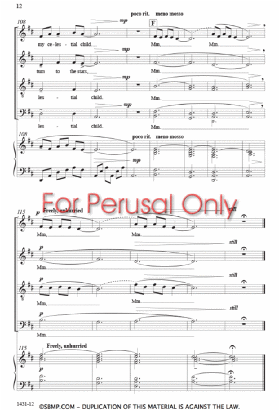 Lunar Lullaby - SATB Octavo 4-Part scores gallery preview page 11
