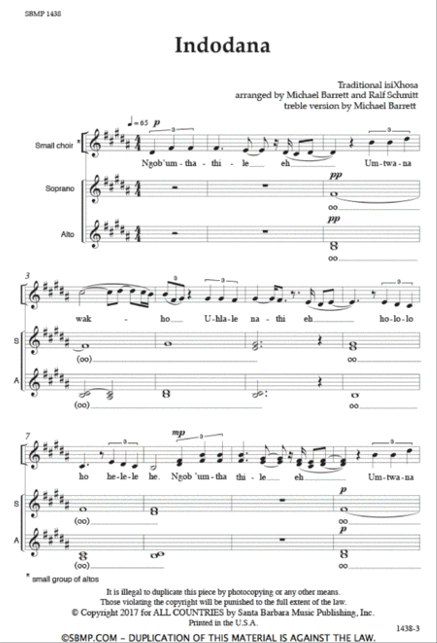 Indodana - SSAA Octavo Indodana - SSAA Octavo SSAA scores gallery preview page 2