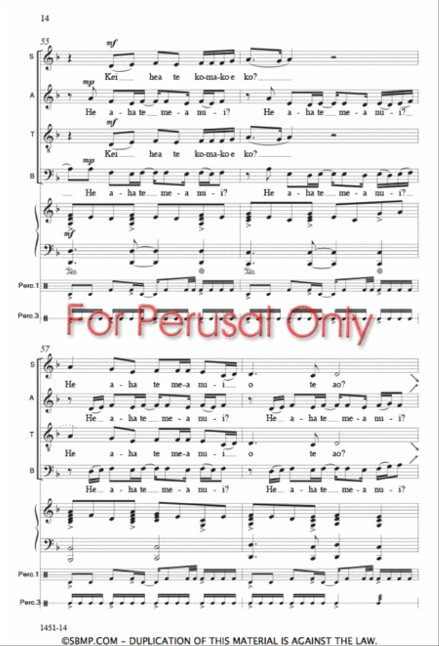 Hutia te Rito - SATB Octavo 4-Part scores gallery preview page 13