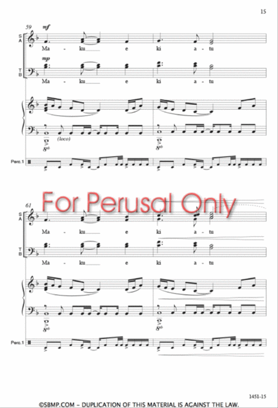 Hutia te Rito - SATB Octavo 4-Part scores gallery preview page 14