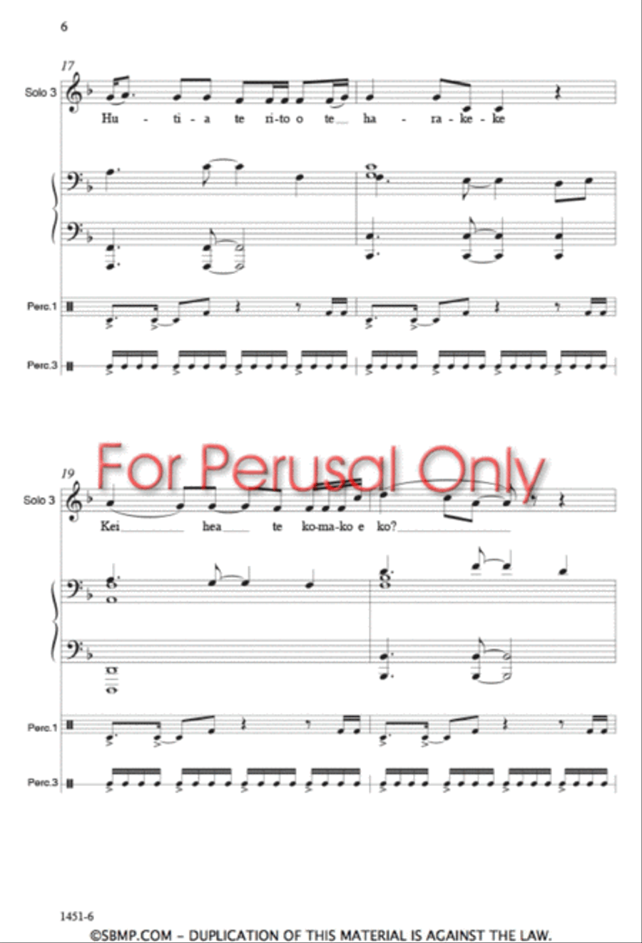 Hutia te Rito - SATB Octavo 4-Part scores gallery preview page 5