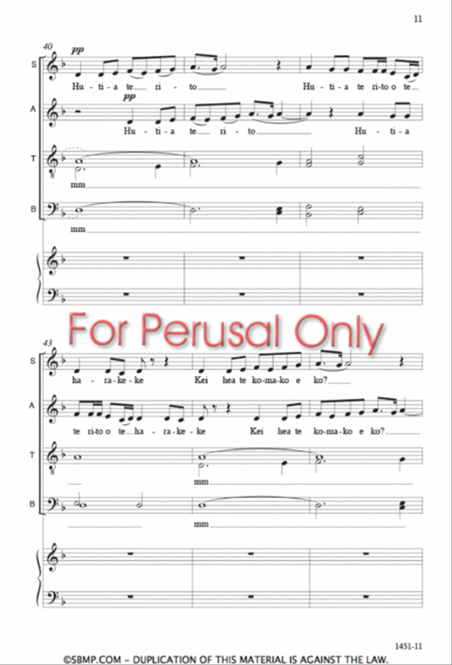 Hutia te Rito - SATB Octavo 4-Part scores gallery preview page 10