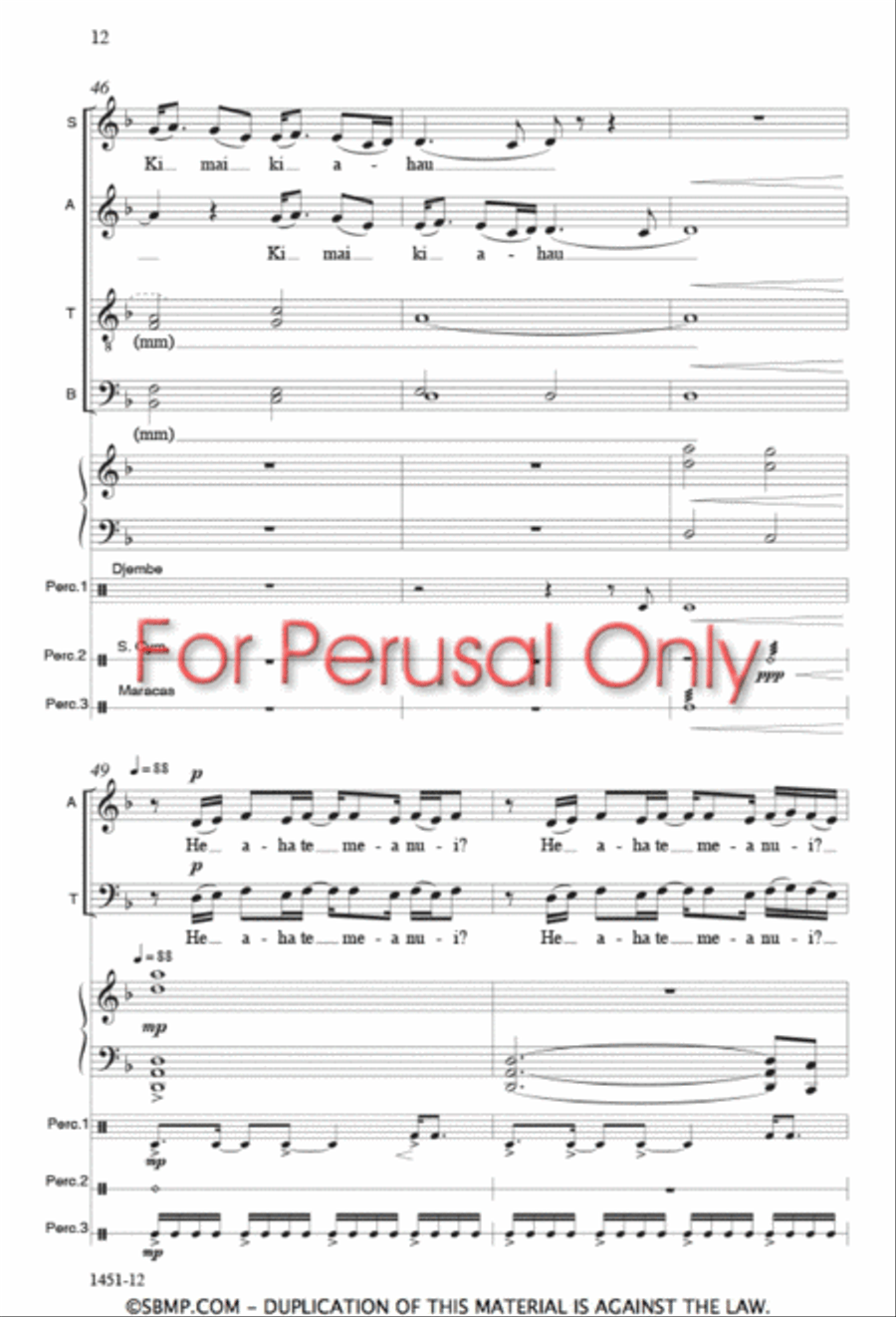 Hutia te Rito - SATB Octavo 4-Part scores gallery preview page 11