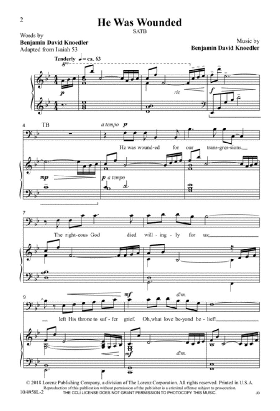 He Was Wounded He Was Wounded 4-Part scores gallery preview page 2