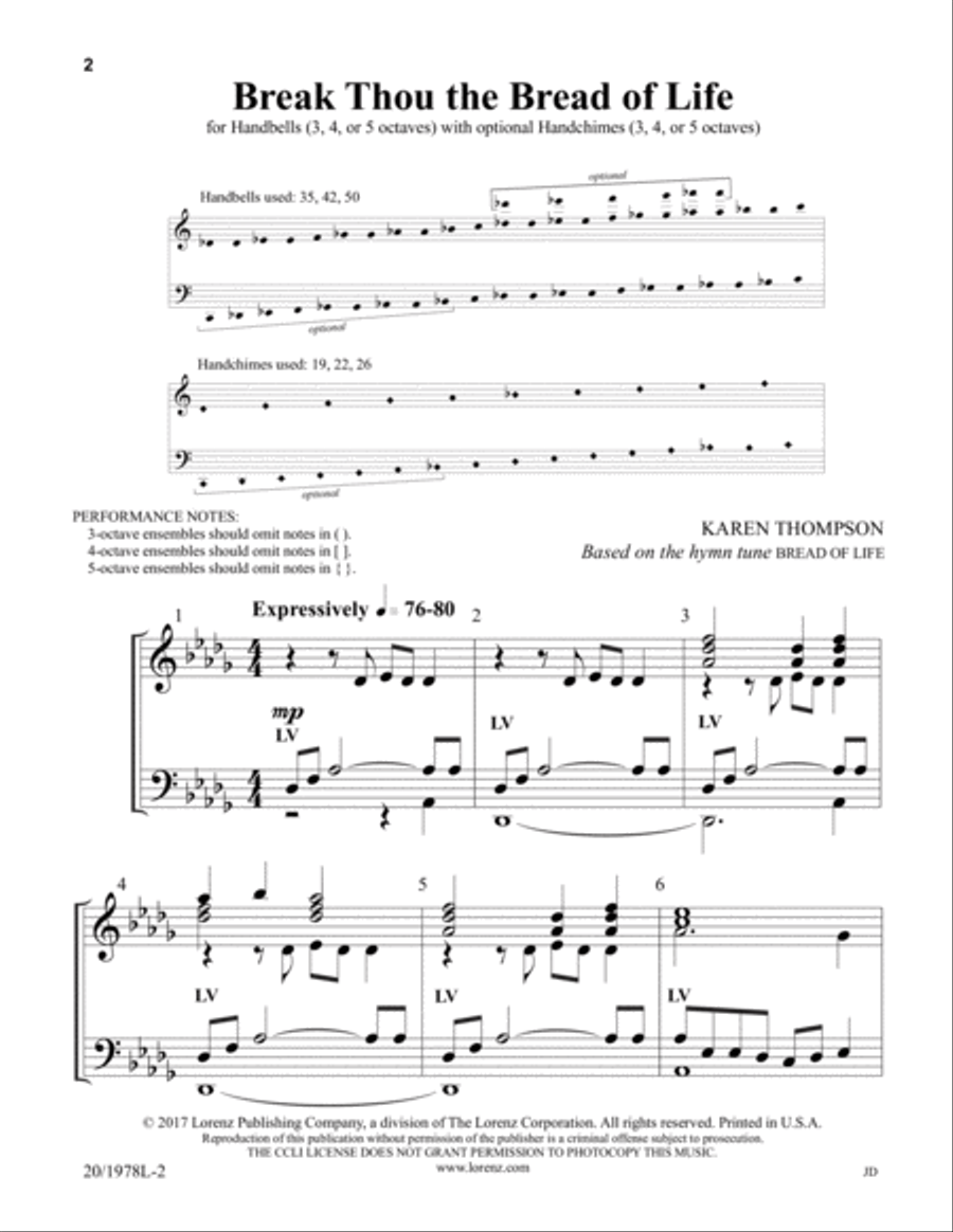 Break Thou the Bread of Life (Digital Download) 5-Octaves scores gallery preview page 2