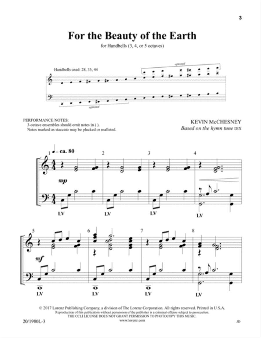 For the Beauty of the Earth (Digital Download) 5-Octaves scores gallery preview page 3