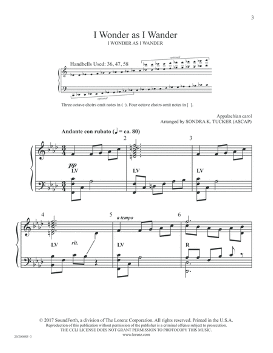 I Wonder as I Wander (Digital Download) 5-Octaves scores gallery preview page 3