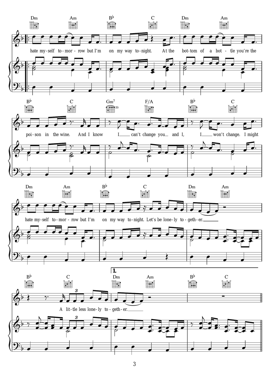 Lonely Together (featuring Rita Ora) Piano, Vocal scores gallery preview page 3
