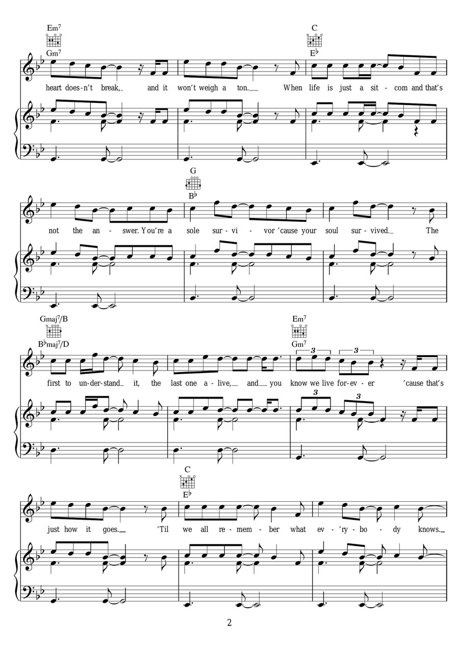 Eyes On The Highway Piano, Vocal scores gallery preview page 2