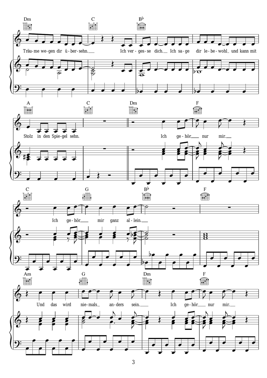 Ich Gehore Mir Ich Gehore Mir Piano, Vocal scores gallery preview page 3