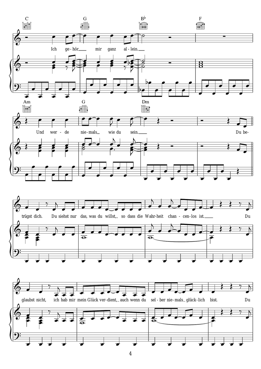Ich Gehore Mir Ich Gehore Mir Piano, Vocal scores gallery preview page 4