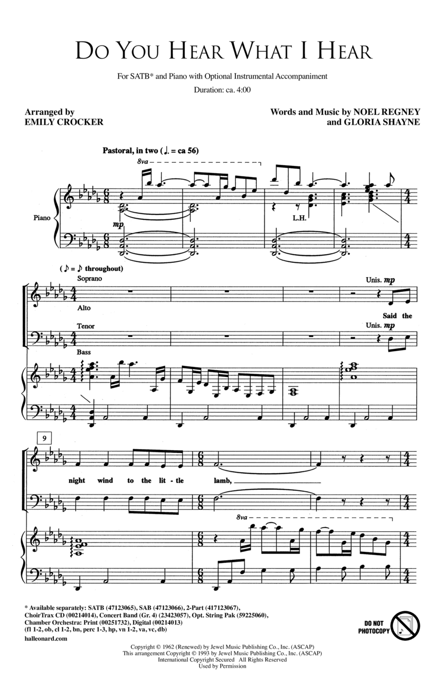 Do You Hear What I Hear 4-Part scores gallery preview page 1