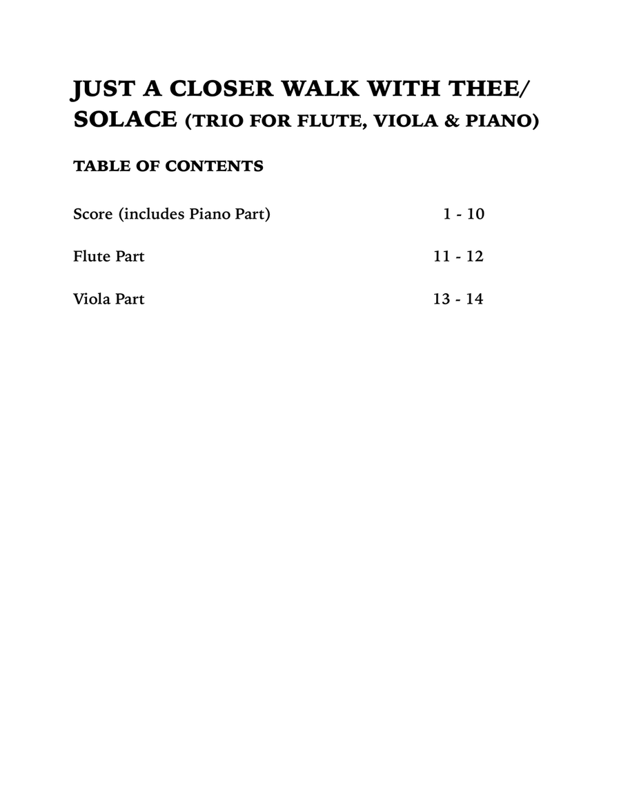 Just a Closer Walk with Thee / Solace (Trio for Flute, Viola and Piano) Small Ensemble scores gallery preview page 4