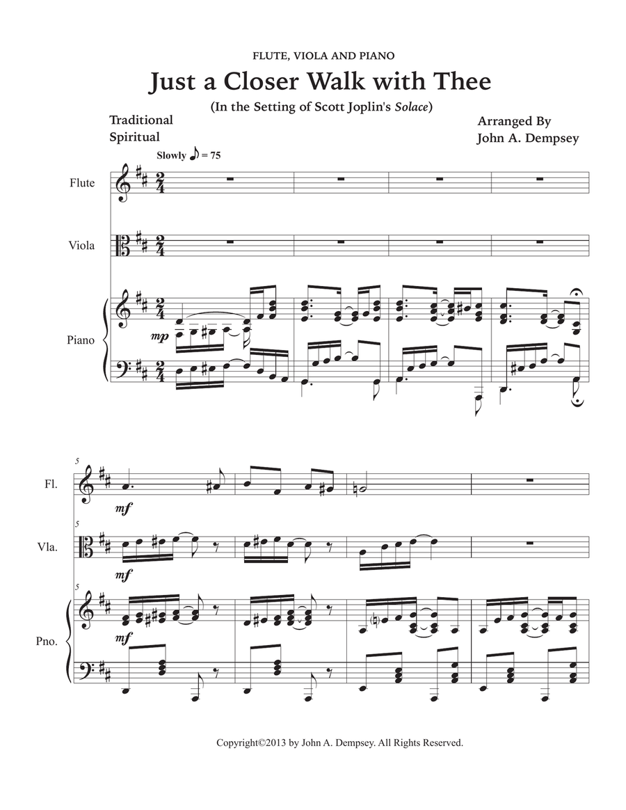 Just a Closer Walk with Thee / Solace (Trio for Flute, Viola and Piano) Small Ensemble scores gallery preview page 5