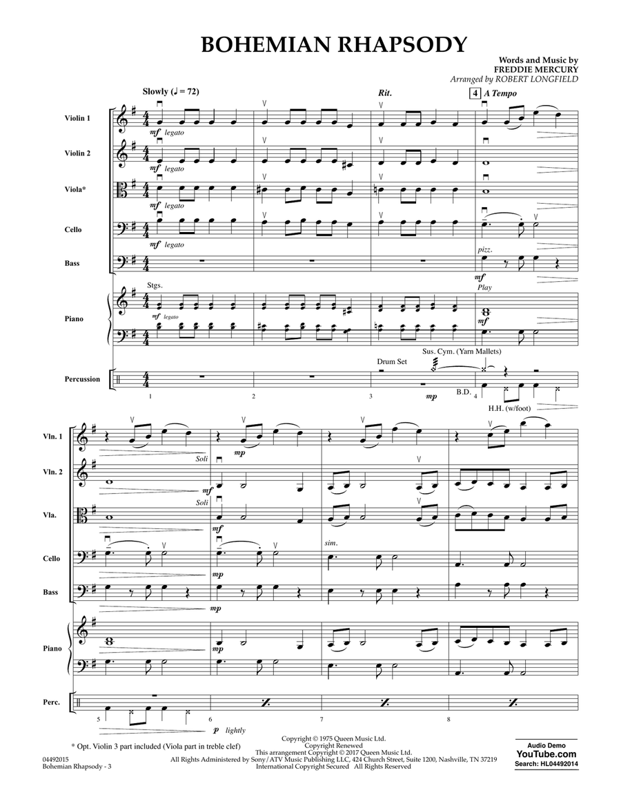 Bohemian Rhapsody - Conductor Score (Full Score) String Orchestra scores gallery preview page 2