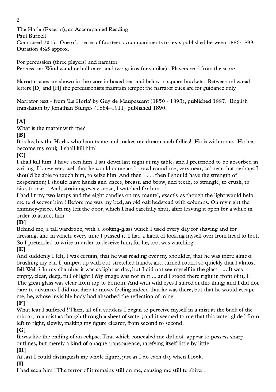 The Horla (Excerpt), an Accompanied Reading Percussion Ensemble scores gallery preview page 2
