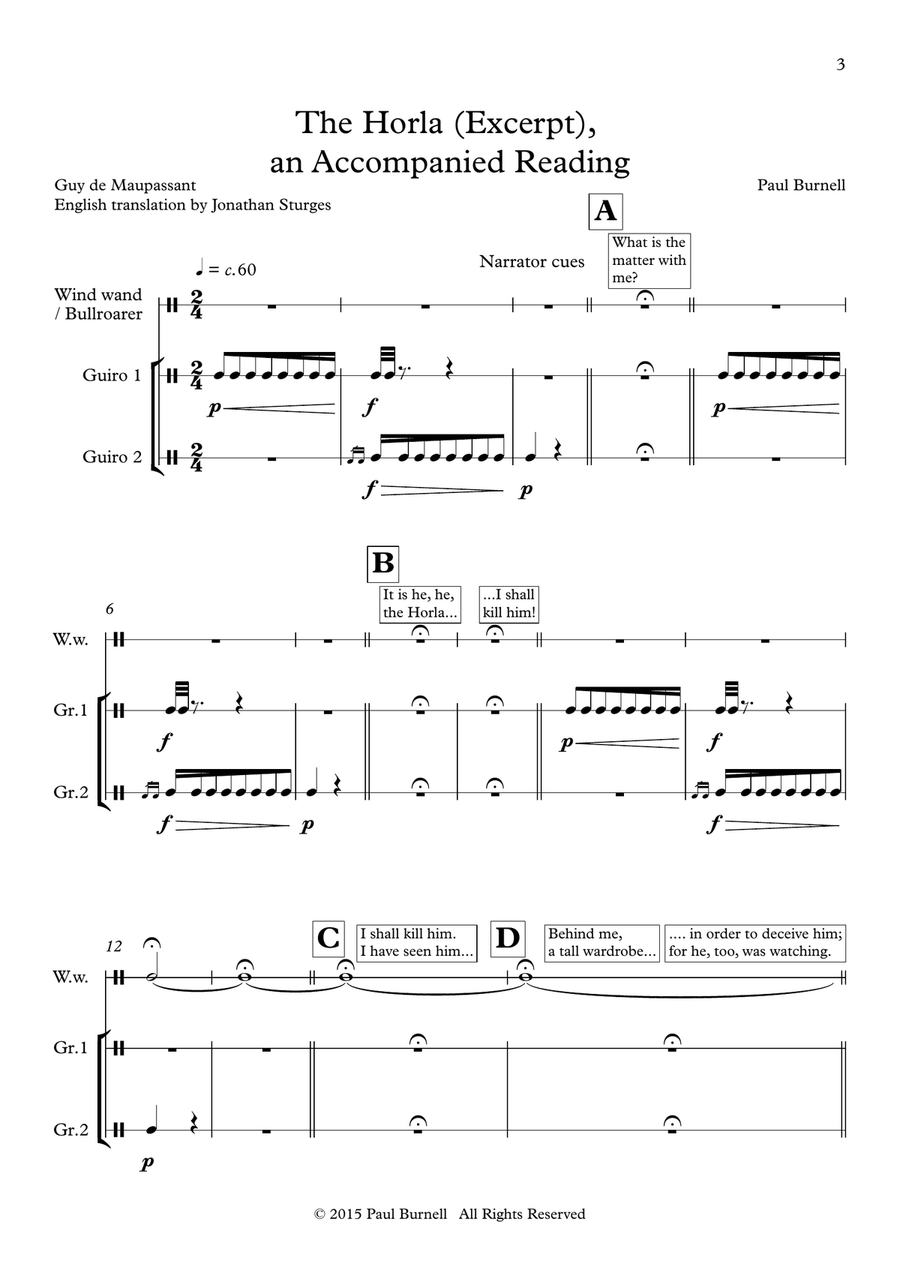 The Horla (Excerpt), an Accompanied Reading Percussion Ensemble scores gallery preview page 3