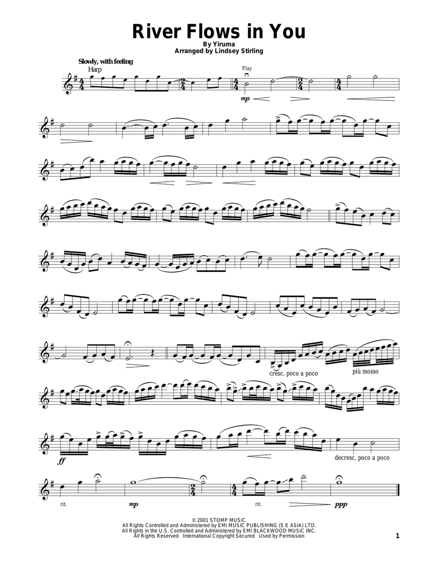 River Flows In You River Flows In You Violin Solo scores gallery preview page 1