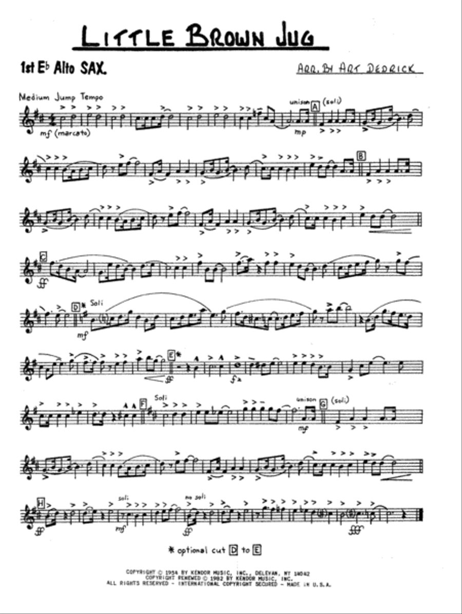 Little Brown Jug - 1st Eb Alto Saxophone Alto Saxophone scores gallery preview page 1
