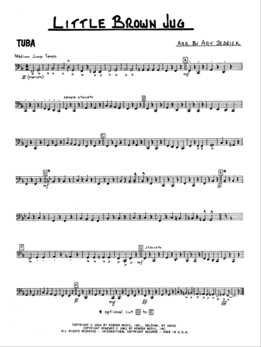 Little Brown Jug - Tuba Tuba scores gallery preview page 1