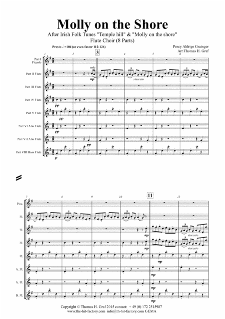 Molly on the shore - Irish Folk - Flute Choir - Octet Flute Choir scores gallery preview page 1