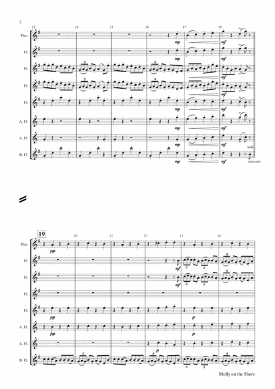 Molly on the shore - Irish Folk - Flute Choir - Octet Flute Choir scores gallery preview page 2