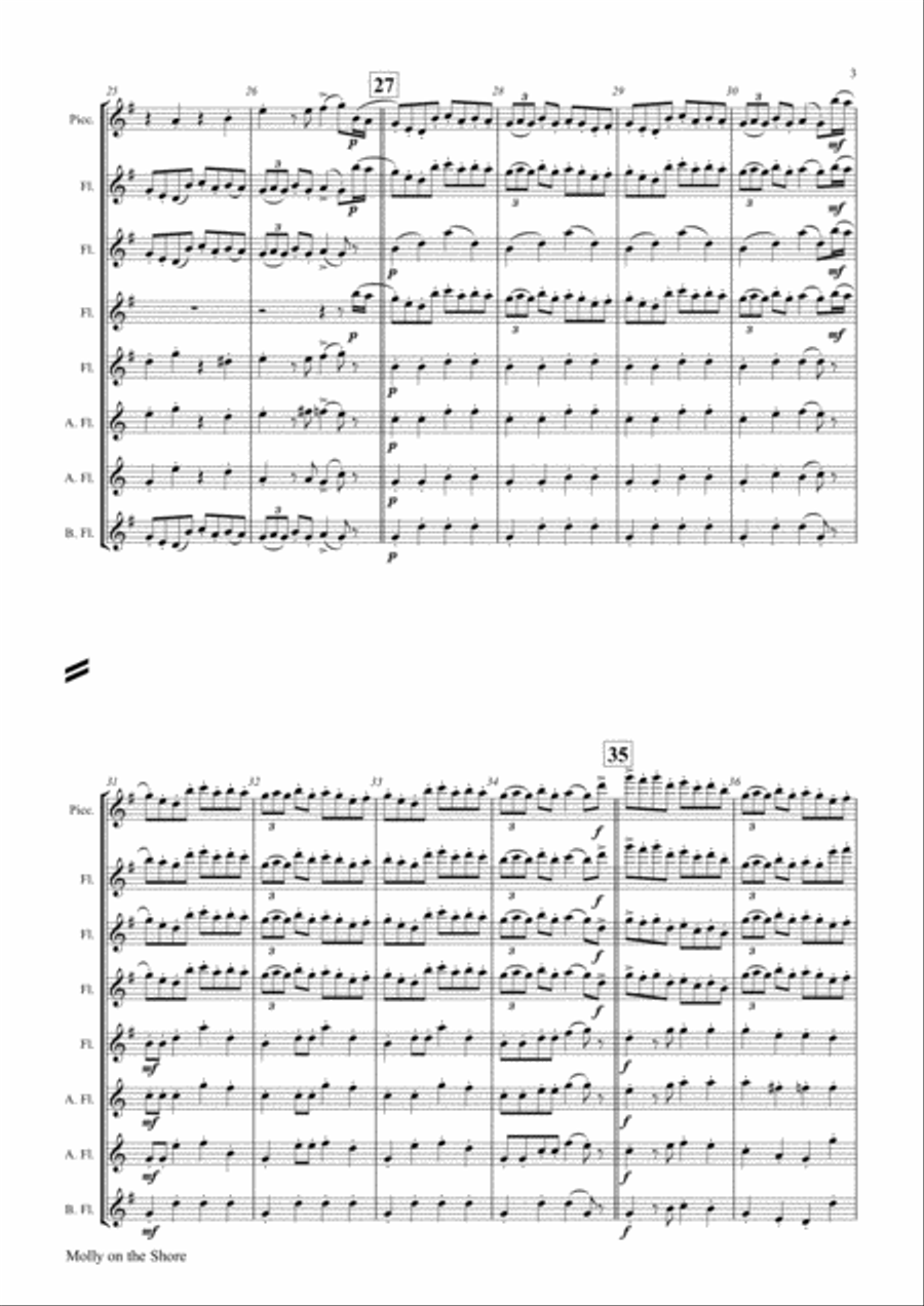 Molly on the shore - Irish Folk - Flute Choir - Octet Flute Choir scores gallery preview page 3