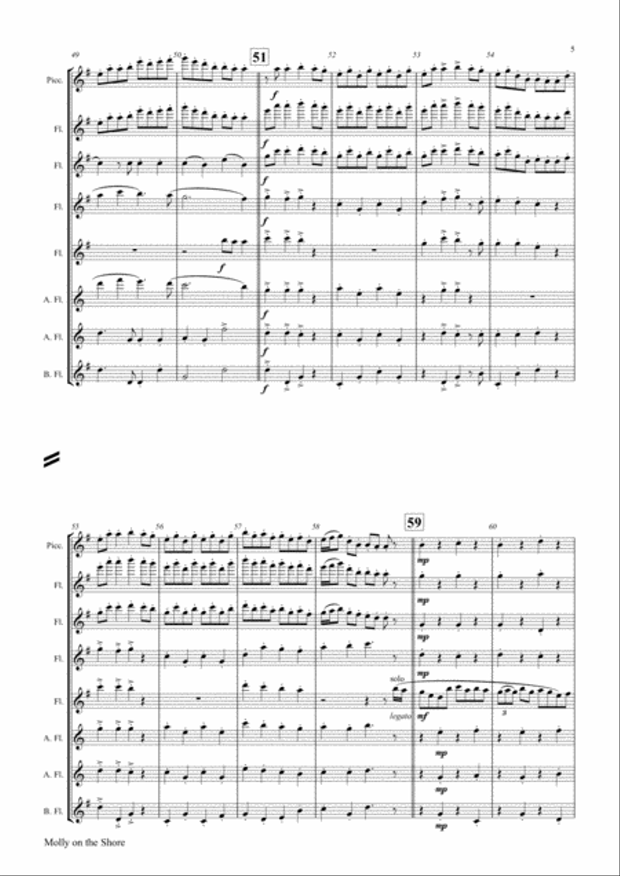 Molly on the shore - Irish Folk - Flute Choir - Octet Flute Choir scores gallery preview page 5
