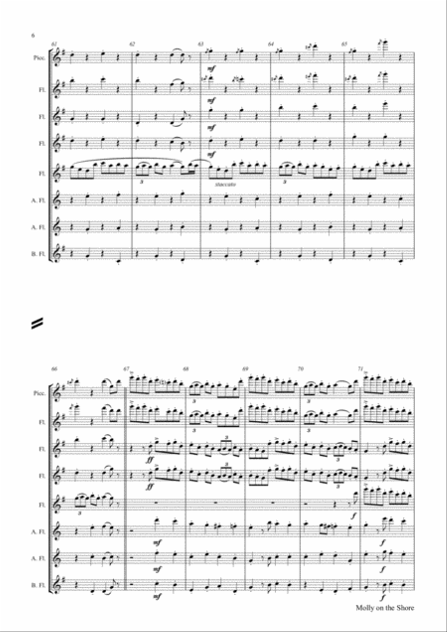 Molly on the shore - Irish Folk - Flute Choir - Octet Flute Choir scores gallery preview page 6