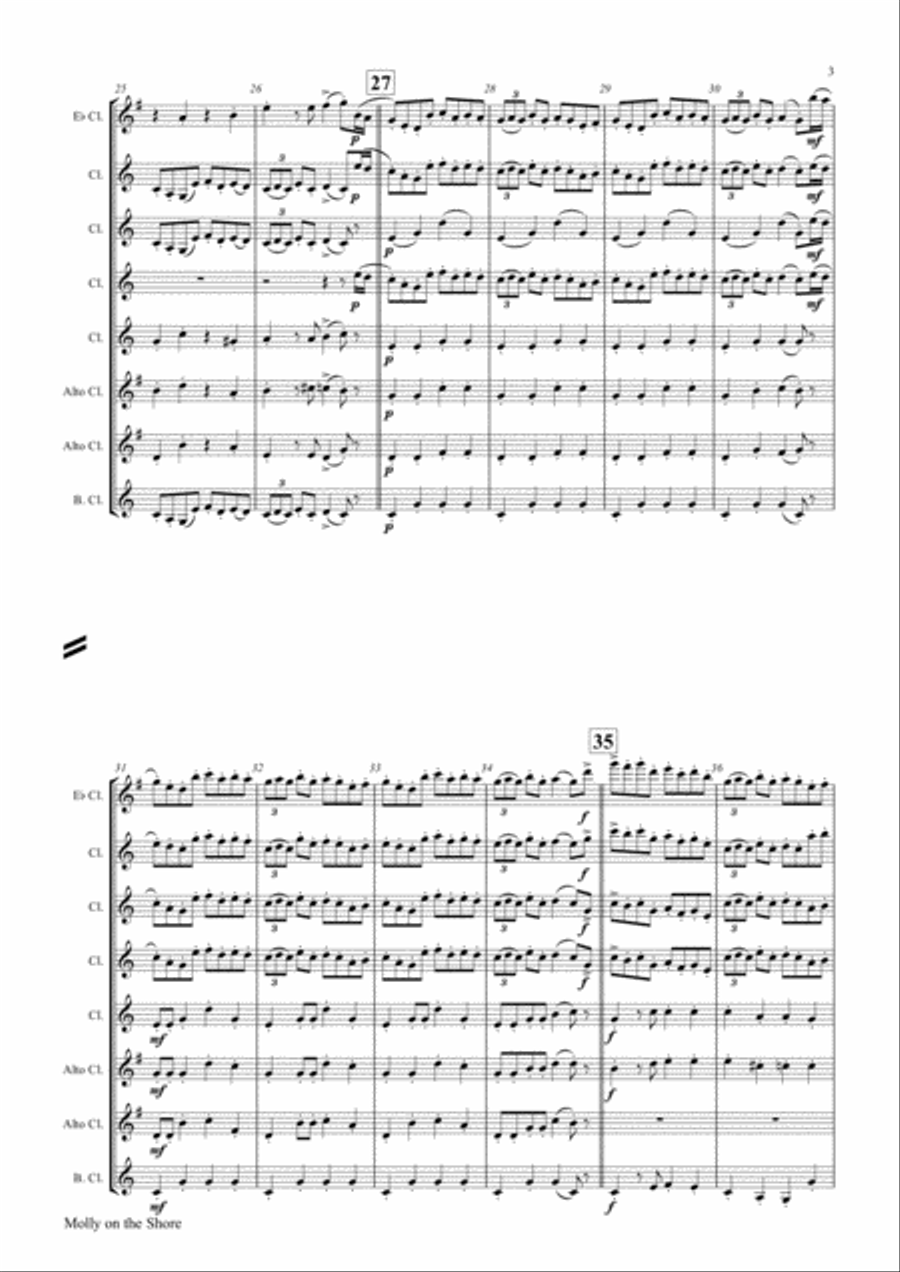Molly on the shore - Irish Folk - Clarinet Choir - Octet Clarinet Choir scores gallery preview page 3