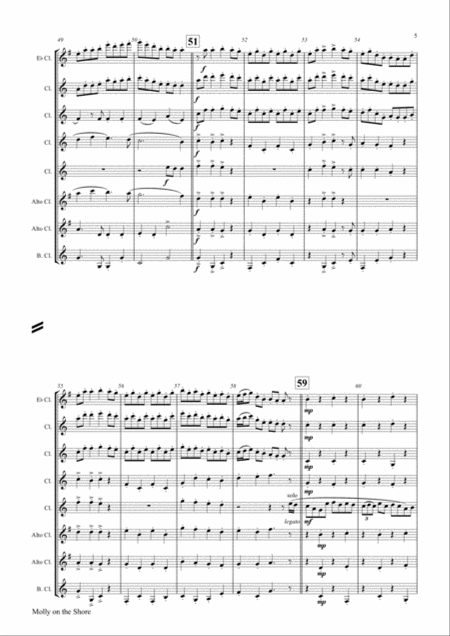 Molly on the shore - Irish Folk - Clarinet Choir - Octet Clarinet Choir scores gallery preview page 5