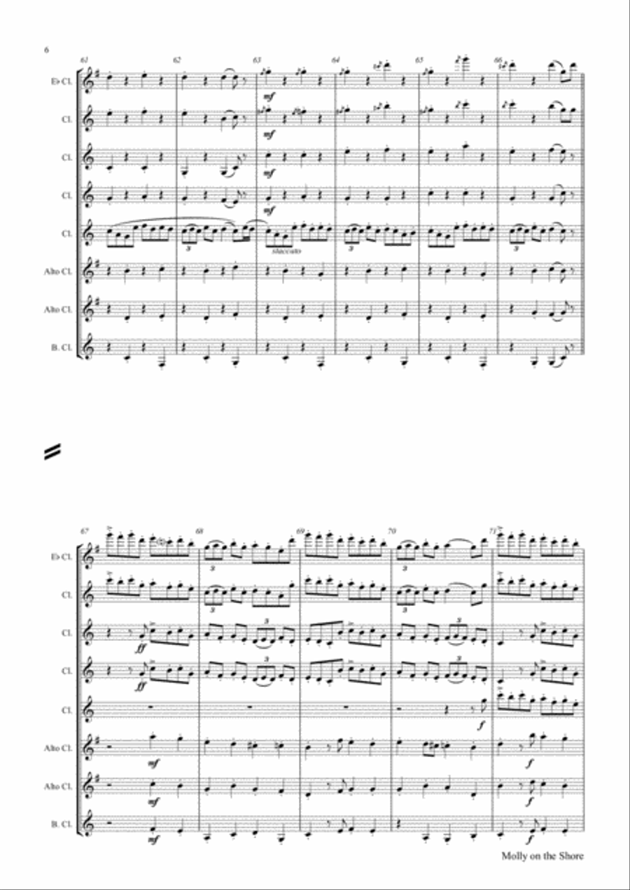 Molly on the shore - Irish Folk - Clarinet Choir - Octet Clarinet Choir scores gallery preview page 6