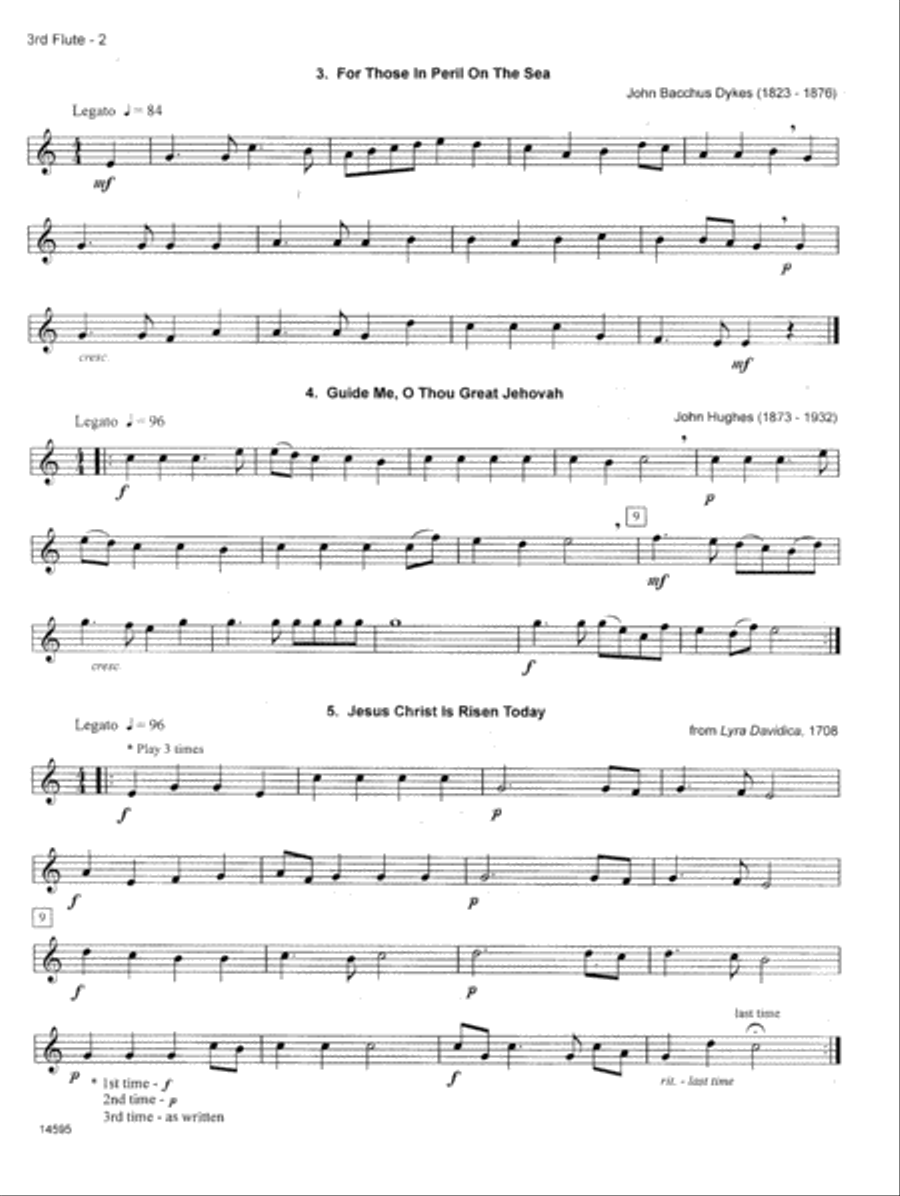 Nine Hymns For Flute Quartet - 3rd C Flute Flute scores gallery preview page 2