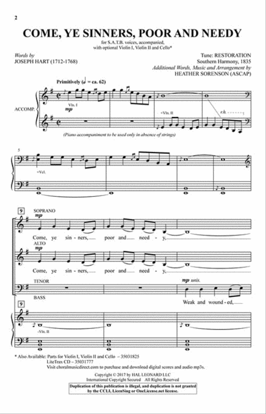 Come, Ye Sinners, Poor and Needy 4-Part scores gallery preview page 2