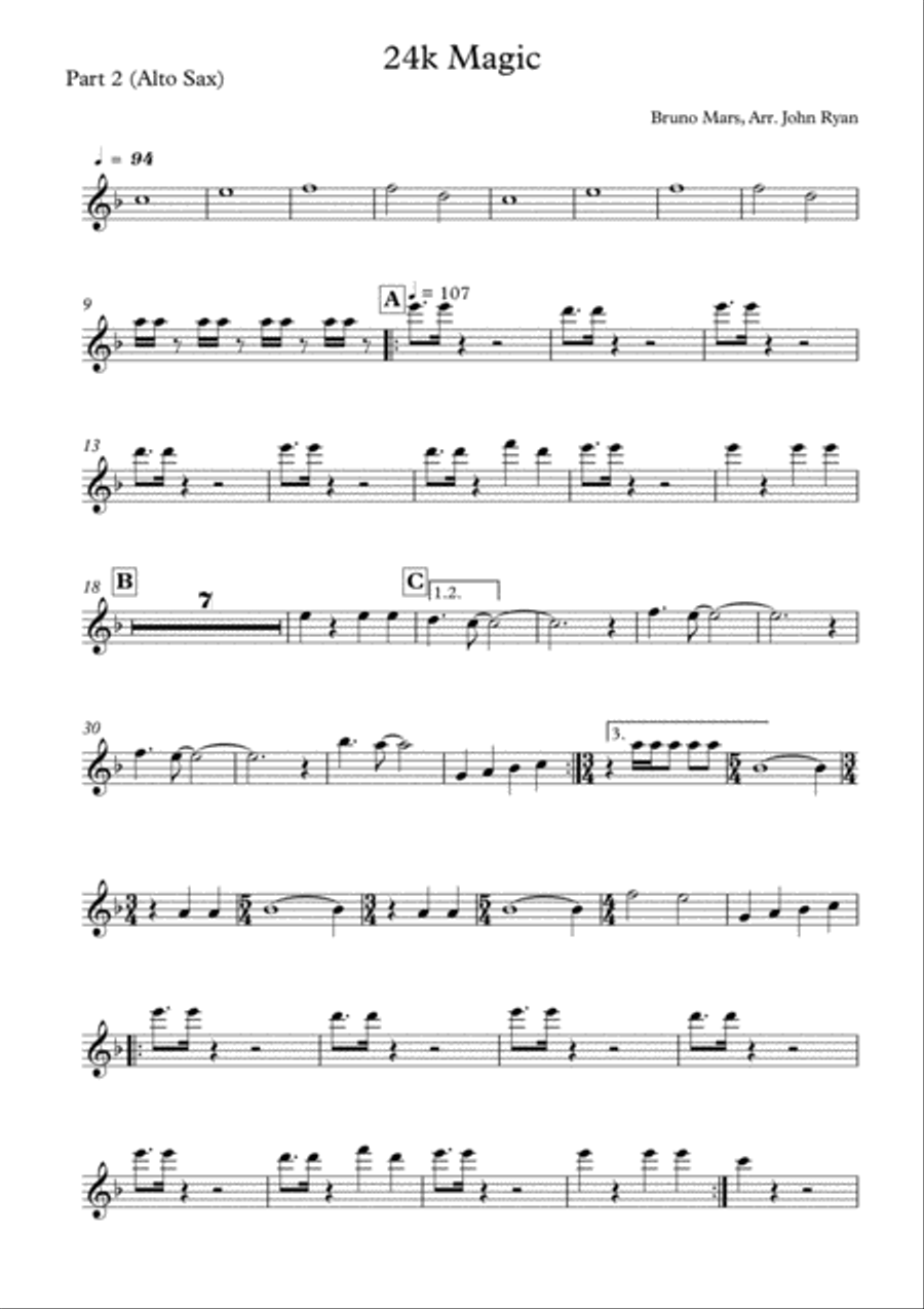 24K Magic Tenor Saxophone scores gallery preview page 2