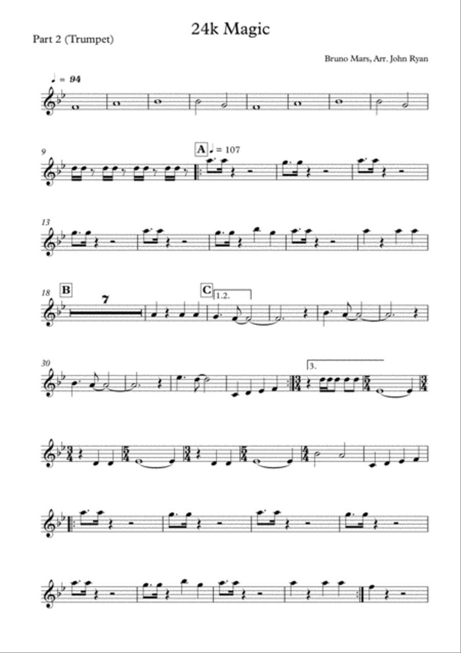 24K Magic Tenor Saxophone scores gallery preview page 3