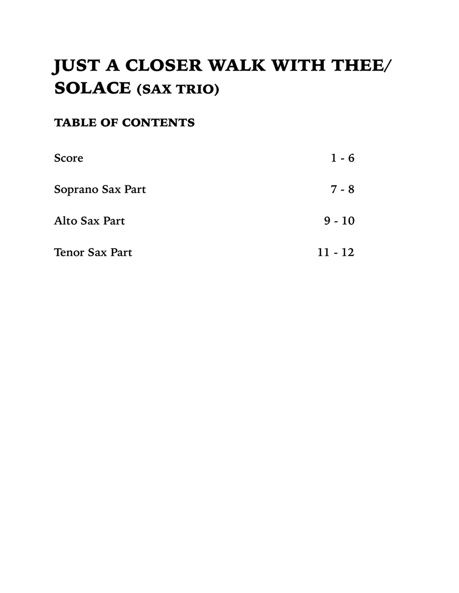 Just a Closer Walk with Thee / Solace (Sax Trio: SAT) SAT scores gallery preview page 4