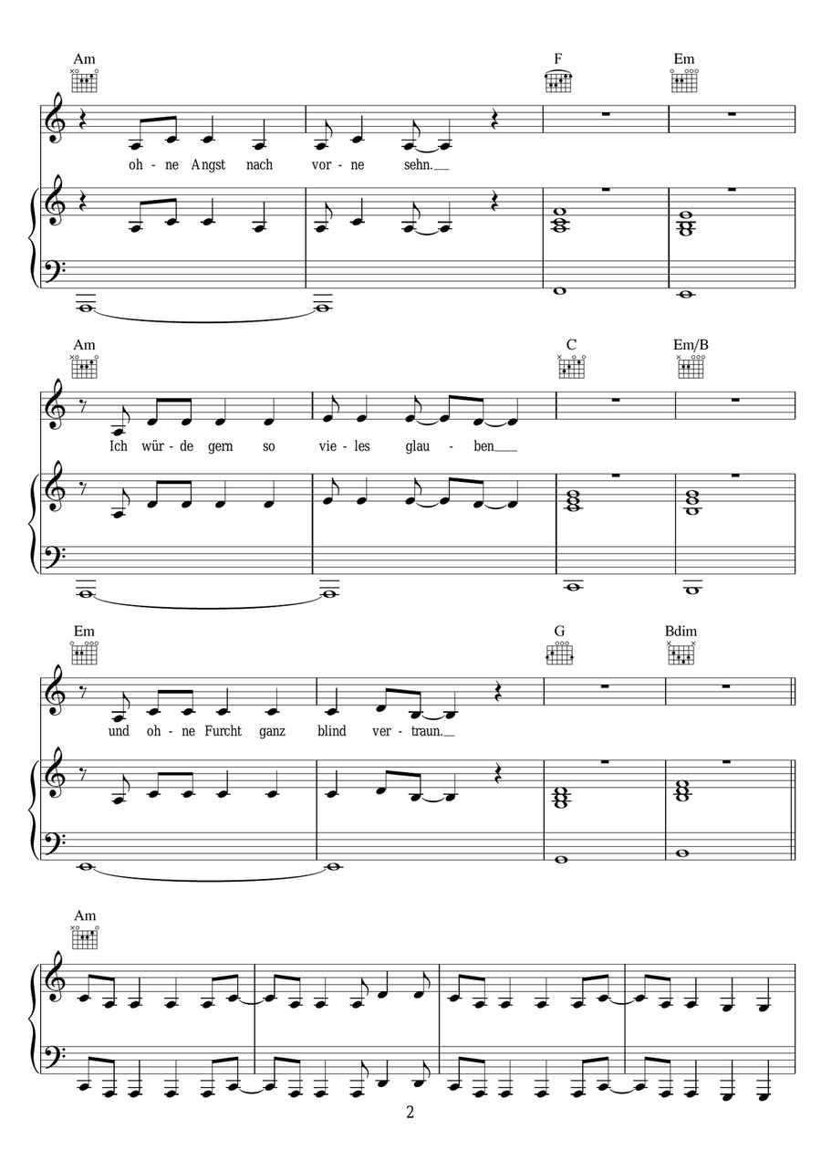Schenk Mir Ein Wunder Schenk Mir Ein Wunder Piano, Vocal scores gallery preview page 2