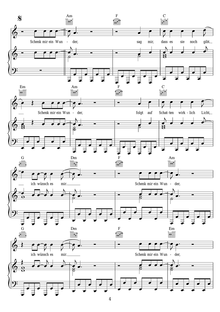 Schenk Mir Ein Wunder Schenk Mir Ein Wunder Piano, Vocal scores gallery preview page 4
