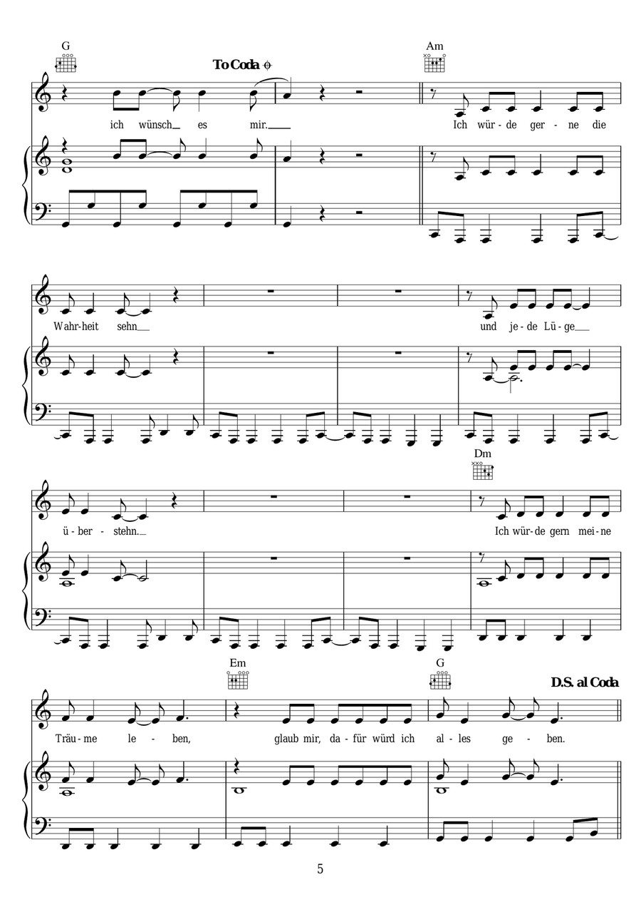Schenk Mir Ein Wunder Schenk Mir Ein Wunder Piano, Vocal scores gallery preview page 5